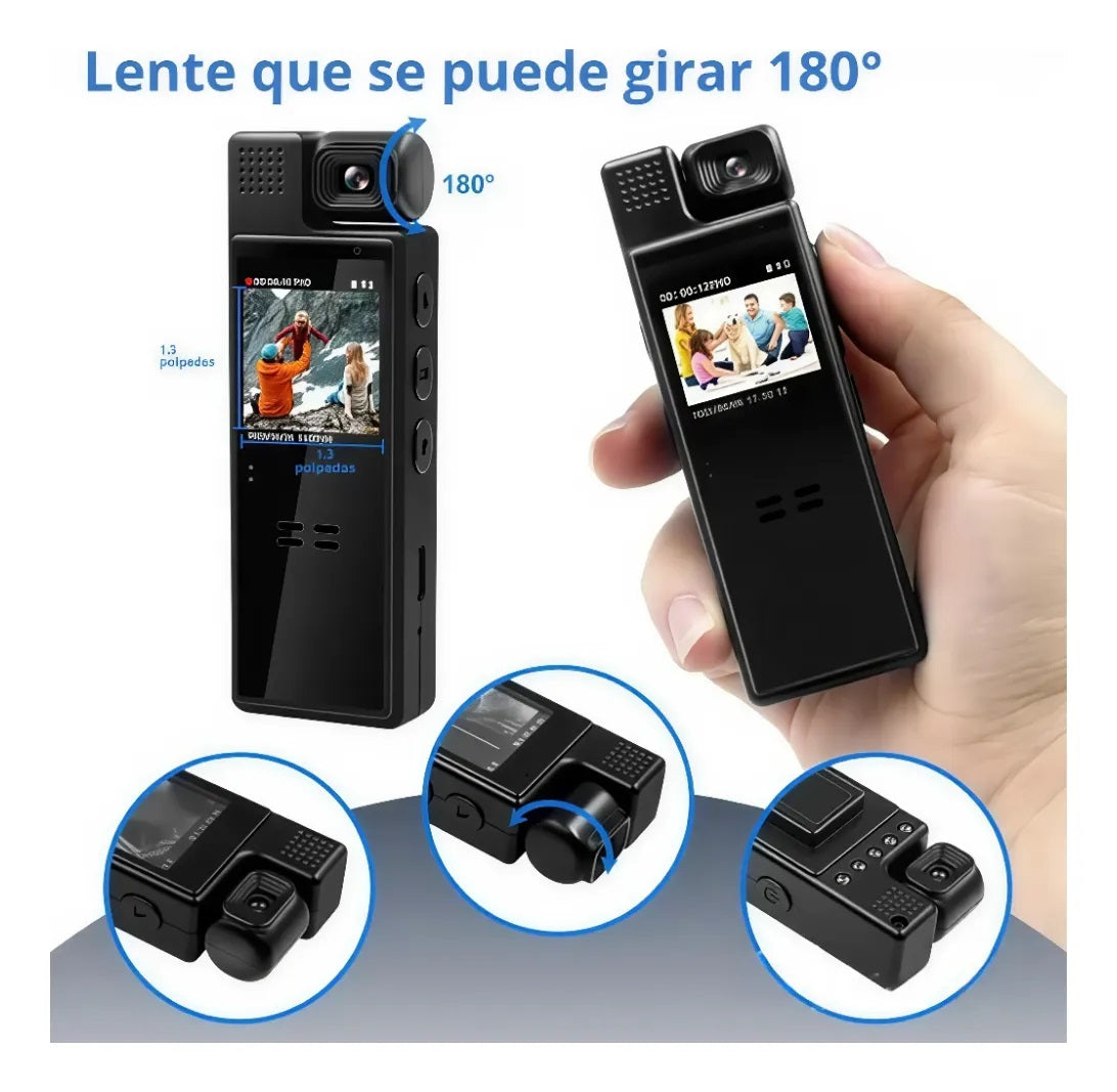 CÁMARA BODY CAM L9 CON LENTE ROTATIVO 180°