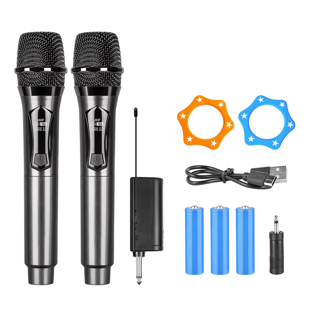 KIT X2 Micrófonos Inalámbricos Recargables UHF VM-V11U 🎤 | Envío GRATIS + Pago Contraentrega