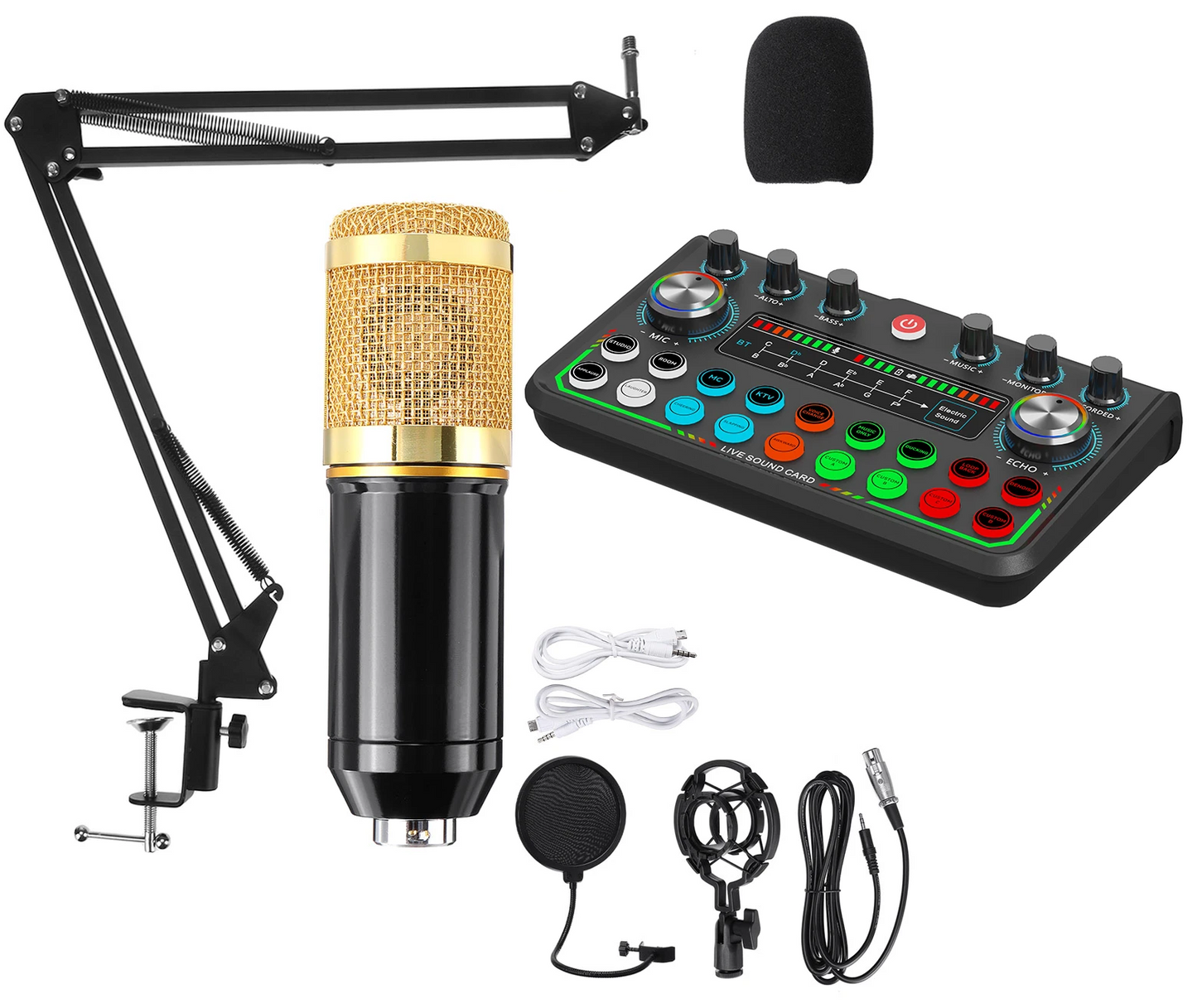 🎙️ KIT PROFESIONAL TARJETA DE SONIDO P99+ MICRÓFONO CONDENSADOR BM800