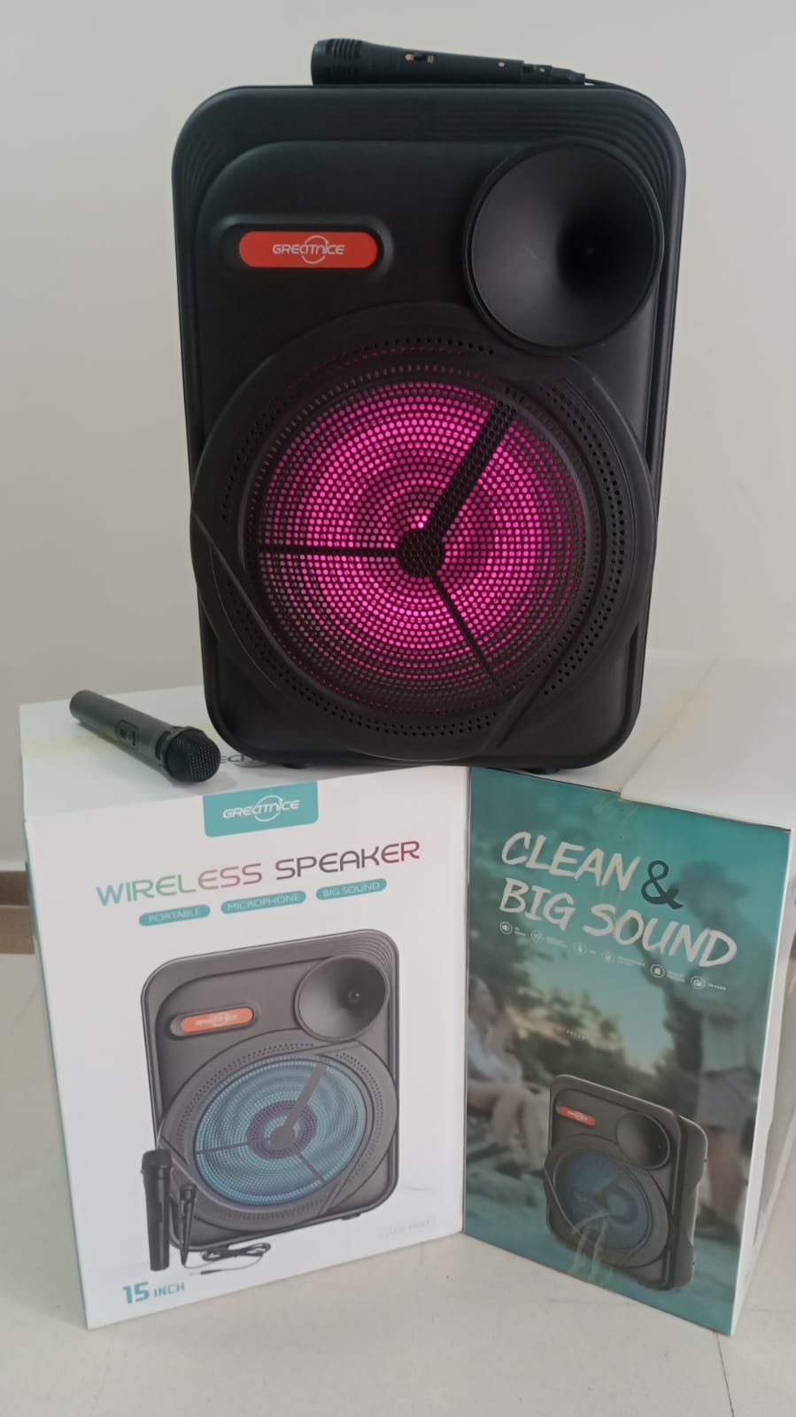 🧨 CABINA PARLANTE 15” + 2 MICRÓFONOS – POTENTE 35W Y RECARGABLE 🔊🎤 / GTS-1883