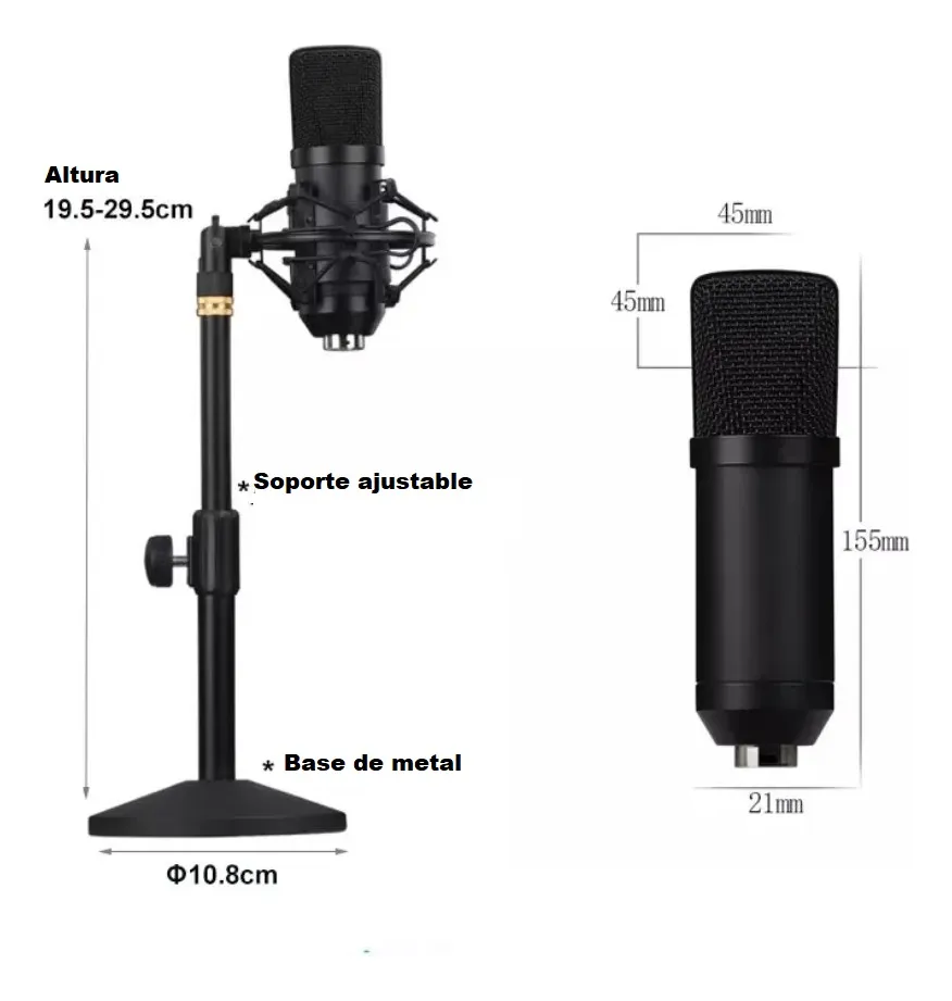 KIT MICRÓFONO CONDENSADOR BM-700 CON MALETÍN DE ALUMINIO Y TRIPODE 🎤
