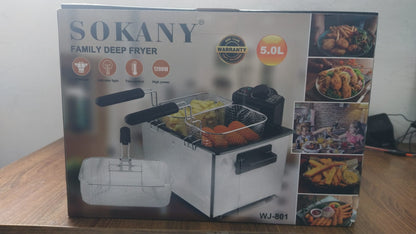 🛒 FREIDORA ELÉCTRICA DE ACEITE SK-801  5L – DOBLE CANASTA – ACERO INOXIDABLE