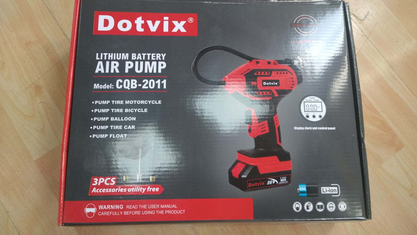 🔥 PODEROSO COMPRESOR DE AIRE PORTÁTIL DIGITAL DOTVIX 🔋 CON 2 BATERÍAS RECARGABLES DE 36V 🚗