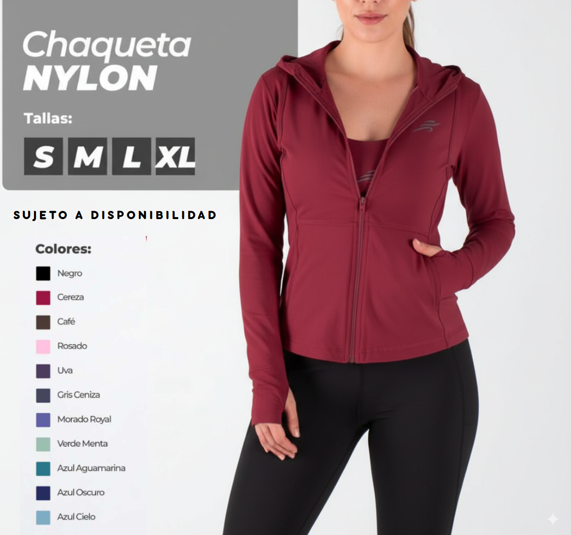 CHAQUETA DEPORTIVA PREMIUM EN NYLON – CON CAPOTA