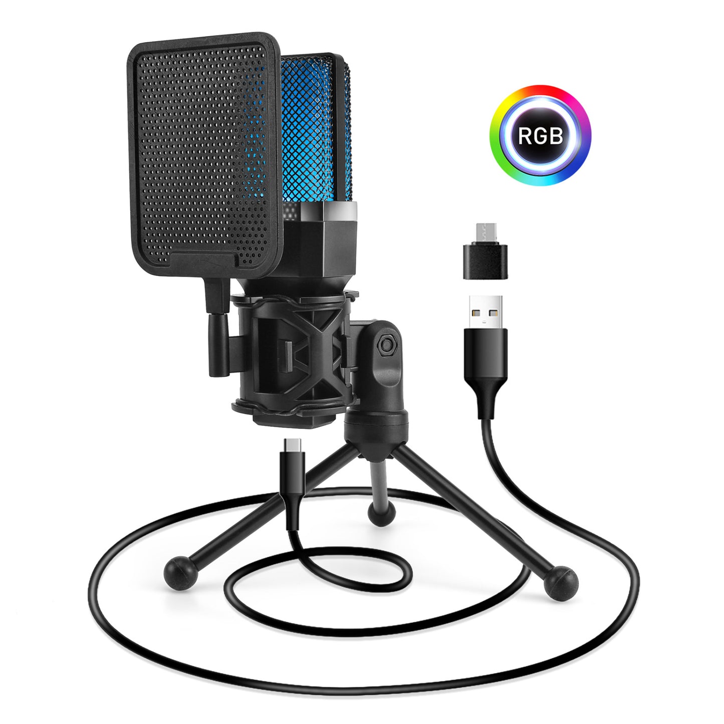 🟣 MICRÓFONO GAMING X1S RGB CONDENSADOR