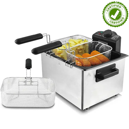 🛒 FREIDORA ELÉCTRICA DE ACEITE SK-801  5L – DOBLE CANASTA – ACERO INOXIDABLE