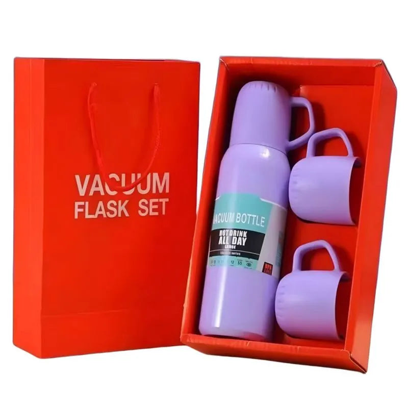 ✨ SET DE TERMO METÁLICO CON 3 TAZAS – 500ML