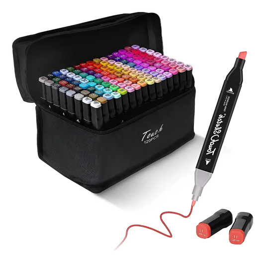 🛍️ ESTUCHE DE MARCADORES DOBLE PUNTA 120 COLORES 🎨