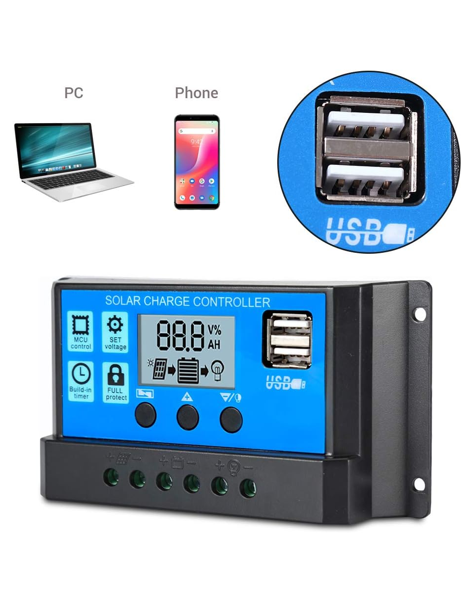 🚚⚡ Controlador Regulador solar 10A o 60A 🔧 Control total para tus paneles solares