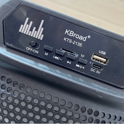 🔊 CABINA PARLANTE KTS-2135 🎤💥 ¡DOBLE BOCINA DE 6.5” + MICRÓFONO INALÁMBRICO + LUCES LED! 🎶