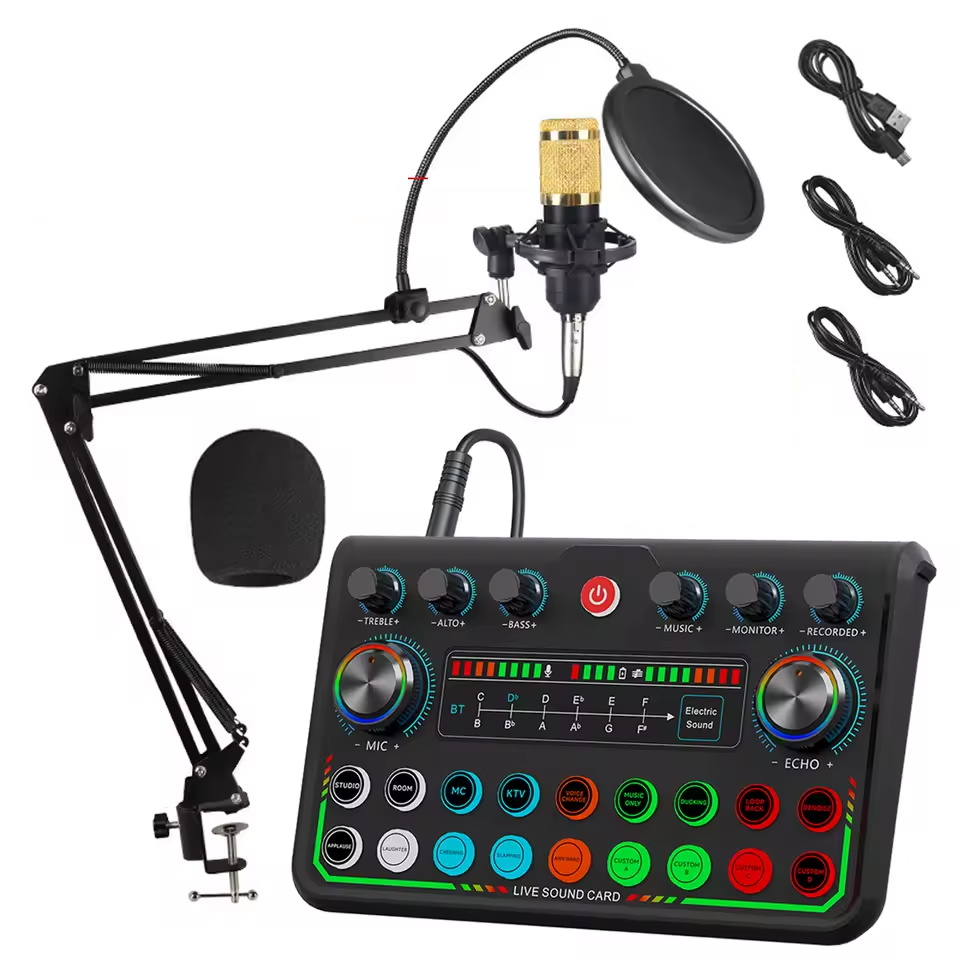 🎙️ KIT PROFESIONAL TARJETA DE SONIDO P99+ MICRÓFONO CONDENSADOR BM800