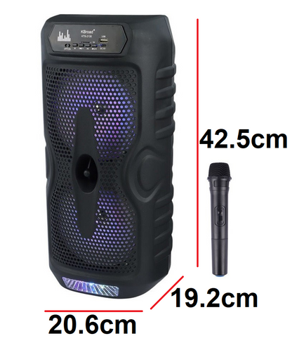 🔊 CABINA PARLANTE KTS-2135 🎤💥 ¡DOBLE BOCINA DE 6.5” + MICRÓFONO INALÁMBRICO + LUCES LED! 🎶