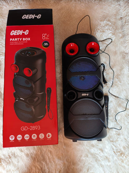 PARLANTE CABINA DOBLE BOCINA 8" + MICRÓFONO INCLUIDO