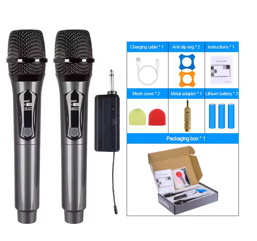 KIT X2 Micrófonos Inalámbricos Recargables UHF VM-V11U 🎤 | Envío GRATIS + Pago Contraentrega