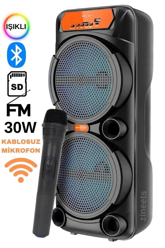 🔊 CABINA PARLANTE GTS-1880 🔥 DOBLE BOCINA DE 6.5” + MICRÓFONO INALÁMBRICO 🎤