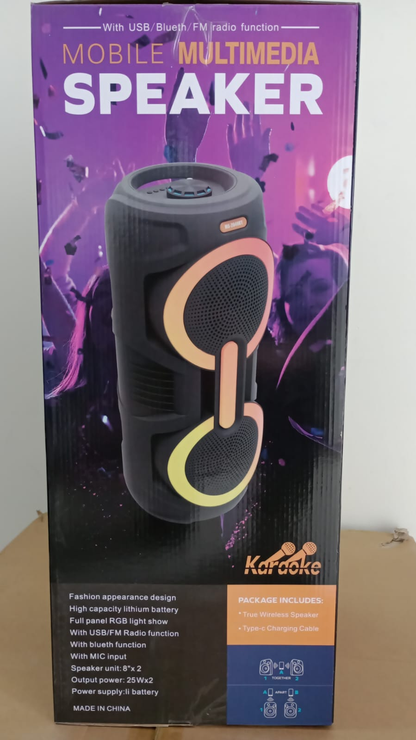 🔥 Cabina Parlante MS-2049BT con Doble Bocina de 8”, 25W de Sonido Cada Bocina, Luces LED RGB y Bluetooth – ¡Potencia, calidad y fiesta en un solo equipo! 🔊🎉