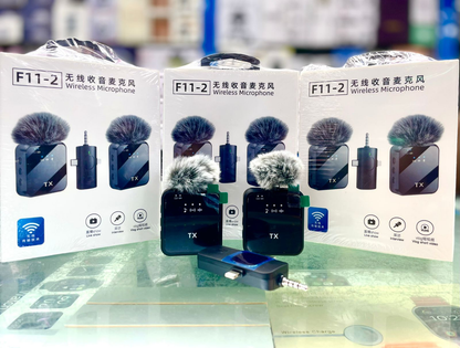 🎙️ Micrófonos Inalámbricos de Solapa TX F11-2 (Doble) – ¡Audio Pro en tus manos! 📲🎥Universal