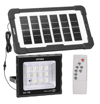 Reflector Solar LED 100W con Control Remoto – Resistente al Agua – Iluminación Automática