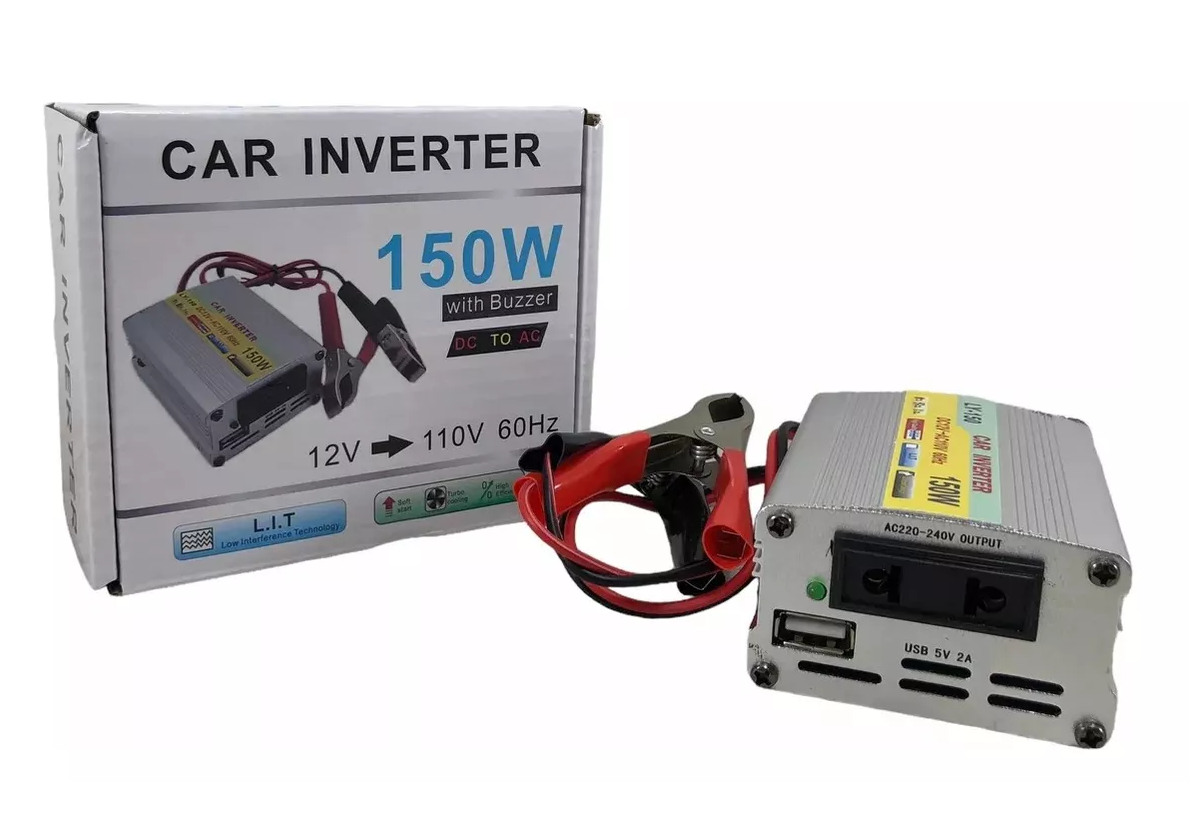 💡 Inversor de Voltaje 12V a 110V | 150W | Conexión Directa a Batería 🚗⚡