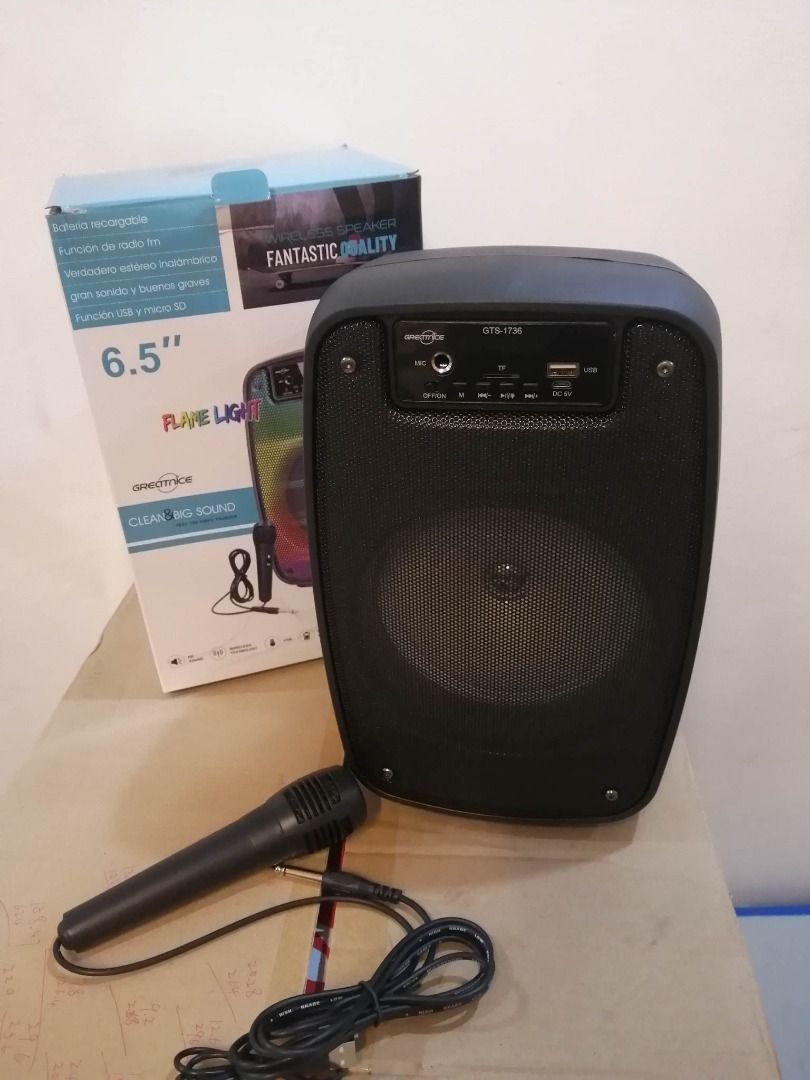 🛒 Cabina Portátil Bluetooth 6.5” con Micrófono + Luces LED