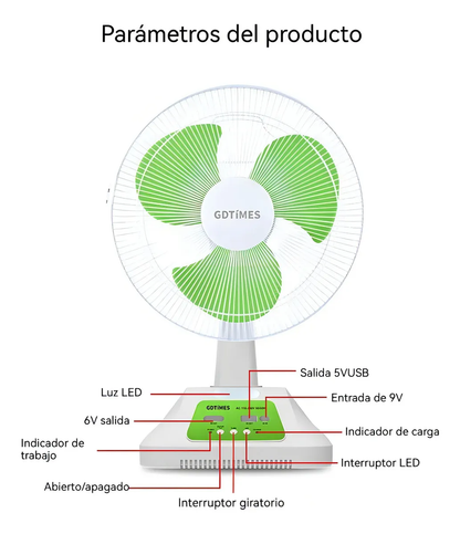 🌬️ VENTILADOR SOLAR  12” CON GIRO + PANEL Y 2 BOMBILLOS