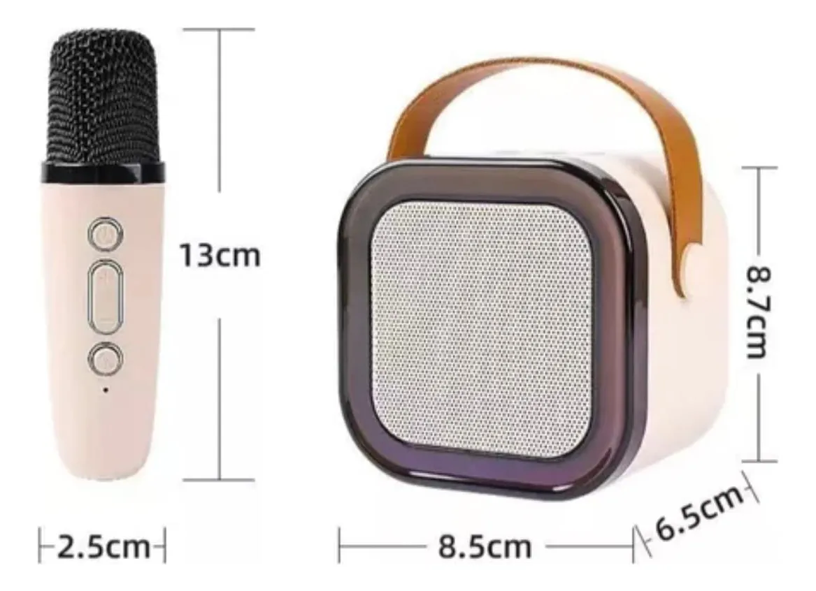 MINI KARAOKE INFANTIL CON LUCES LED+ 2 MICRÓFONOS INALÁMBRICOS | Bluetooth – USB – SD | Recargable |