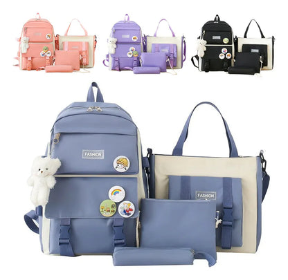 🛍️ KIT KAWAII 4 EN 1 – MOCHILA + BOLSO +CARTUCHERA + COSMETIQUERA