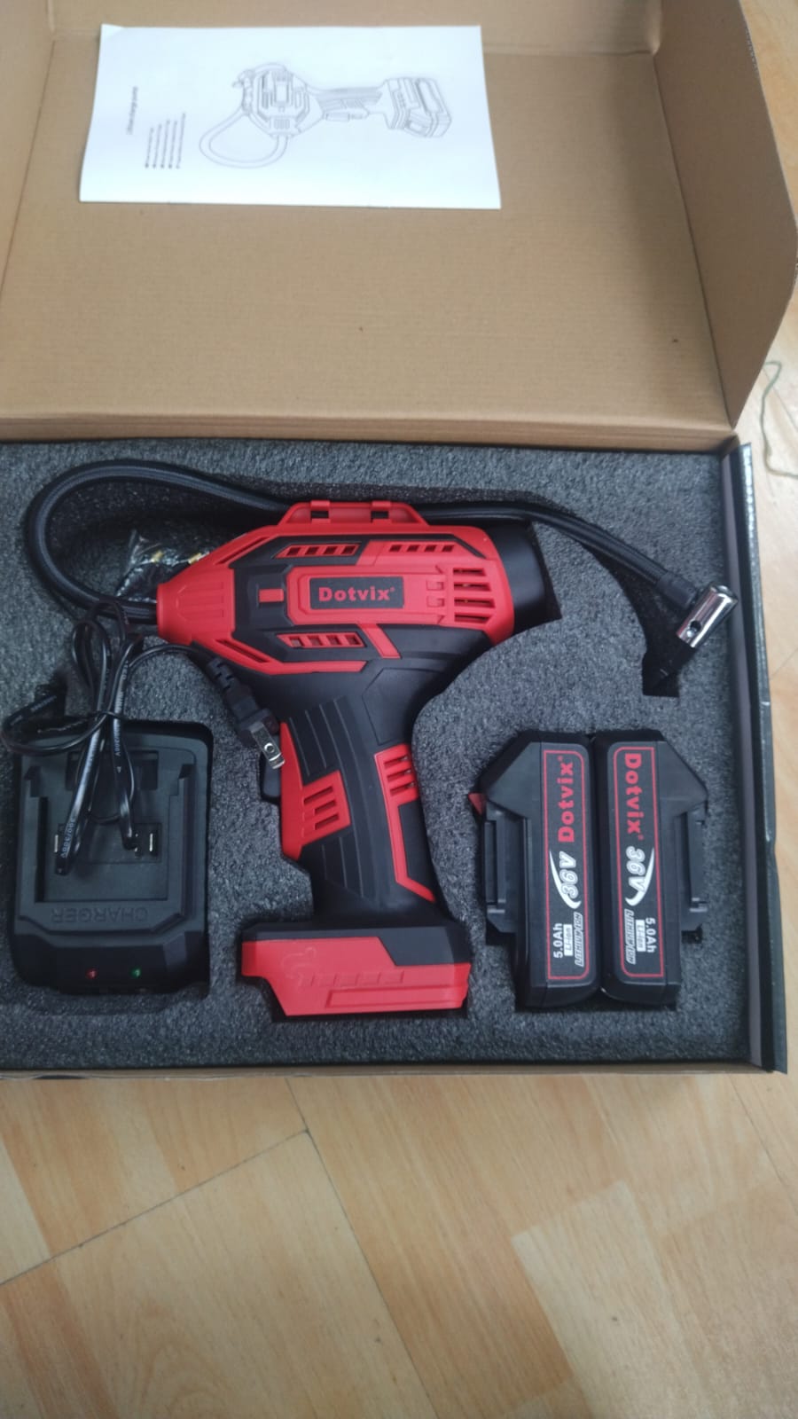 🔥 PODEROSO COMPRESOR DE AIRE PORTÁTIL DIGITAL DOTVIX 🔋 CON 2 BATERÍAS RECARGABLES DE 36V 🚗