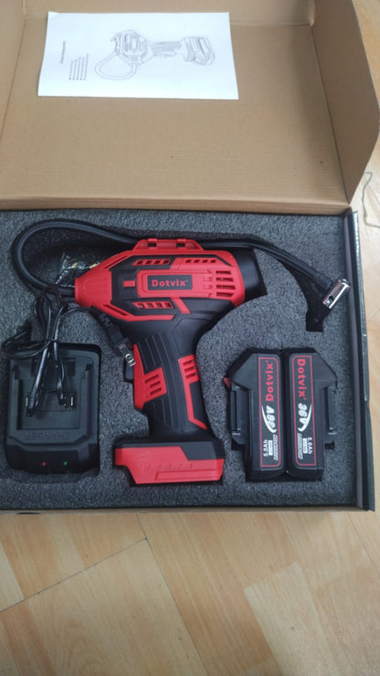 🔥 PODEROSO COMPRESOR DE AIRE PORTÁTIL DIGITAL DOTVIX 🔋 CON 2 BATERÍAS RECARGABLES DE 36V 🚗