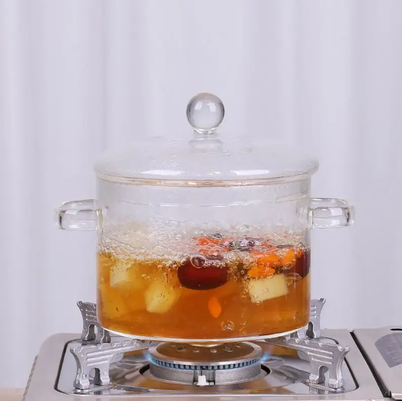 Olla de Vidrio Transparente de Borosilicato 1.5L – Saludable y Resistente al Calor Con tapa