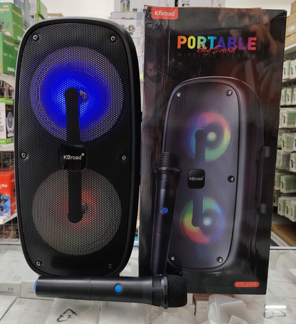 🎶 Cabina Parlante KTS-2388 con Doble Bocina de 6.5” + Micrófono Inalámbrico