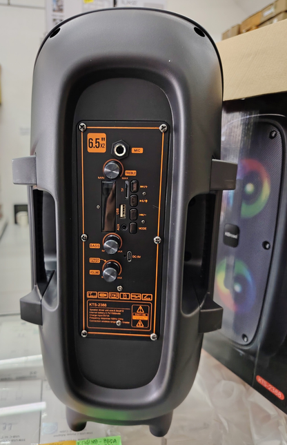 🎶 Cabina Parlante KTS-2388 con Doble Bocina de 6.5” + Micrófono Inalámbrico