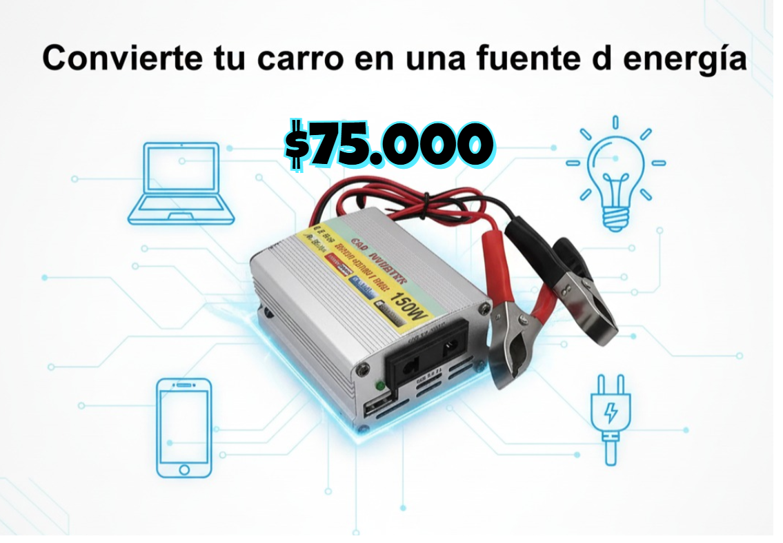 💡 Inversor de Voltaje 12V a 110V | 150W | Conexión Directa a Batería 🚗⚡