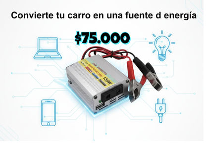 💡 Inversor de Voltaje 12V a 110V | 150W | Conexión Directa a Batería 🚗⚡