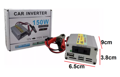 💡 Inversor de Voltaje 12V a 110V | 150W | Conexión Directa a Batería 🚗⚡