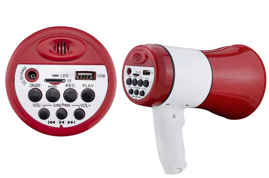 🔊 MEGÁFONO RECARGABLE POTENTE CON BLUETOOTH, USB Y GRABACIÓN