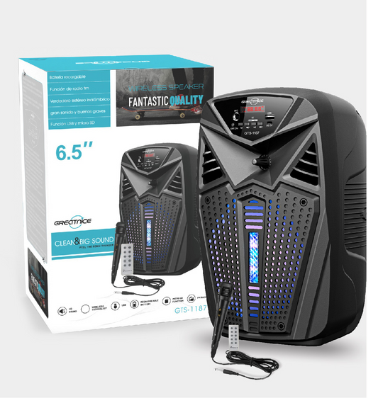 🔊 PARLANTE CABINA GTS-1187 CON MICRÓFONO Y CONTROL 🎤🎶 | 10W - 6.5" | 💲95.000