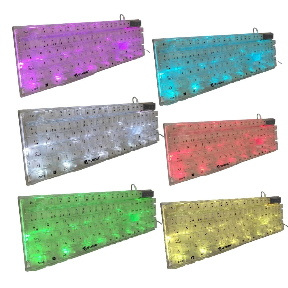 🎮✨ TECLADO GAMER TRANSPARENTE RGB ✨🎮