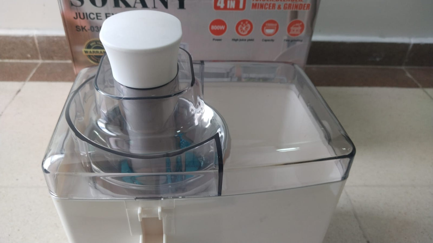 🧃 EXTRACTOR 4 EN 1 SOKANY CON VASOS DE VIDRIO : LICUA + EXTRAE + PICA + MUELE