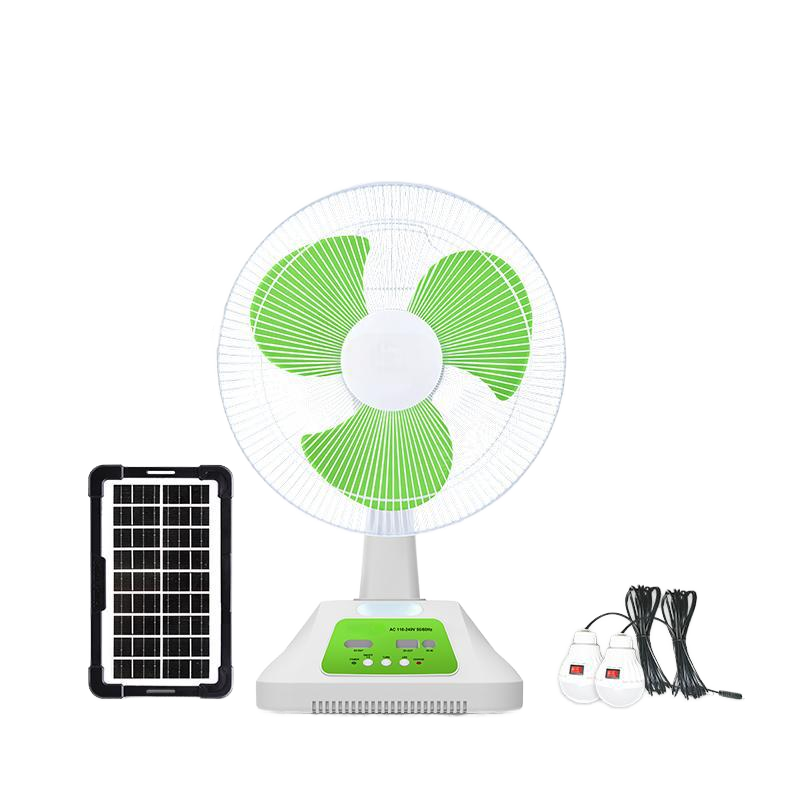 🌬️ VENTILADOR SOLAR  12” CON GIRO + PANEL Y 2 BOMBILLOS