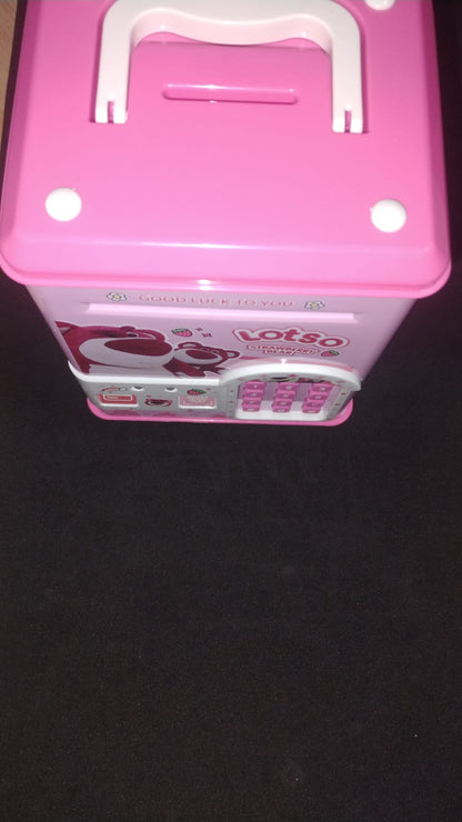 🧸✨ ALCANCÍA ELECTRÓNICA LOTSO – CON HUELLA, CLAVE, TARJETA Y LUCES LED