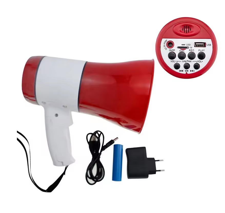 🔊 MEGÁFONO RECARGABLE POTENTE CON BLUETOOTH, USB Y GRABACIÓN