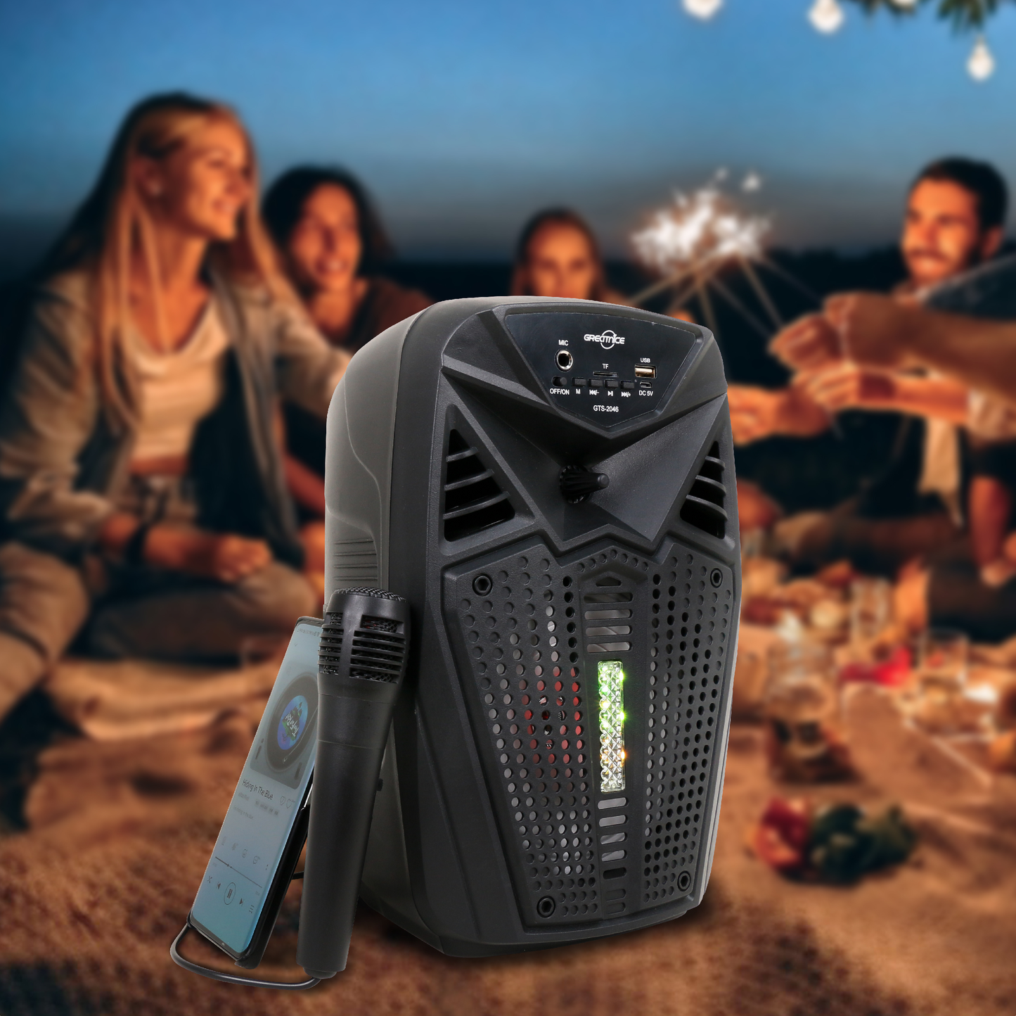 🔊✨ Bocina Parlante 6.5” Bluetooth GTS-2046 con Luz LED y Micrófono