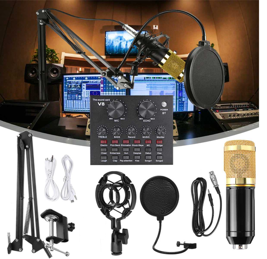 🎤⭐ KIT MICRÓFONO CONDENSADOR BM800 + TARJETA DE SONIDO V8 🔊 ¡Solo $139.000! 🚚 ENVÍO GRATIS - 📦 PAGO CONTRAENTREGA