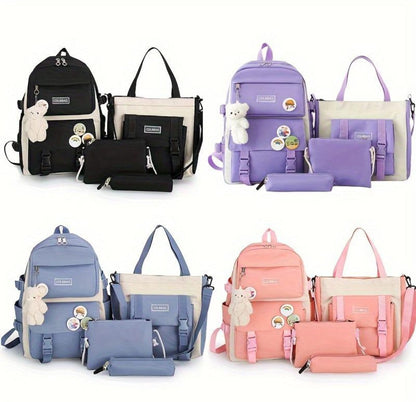 🛍️ KIT KAWAII 4 EN 1 – MOCHILA + BOLSO +CARTUCHERA + COSMETIQUERA