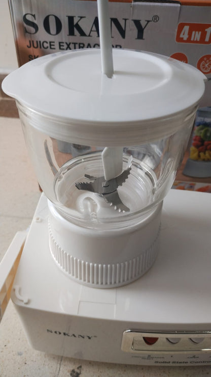 🧃 EXTRACTOR 4 EN 1 SOKANY CON VASOS DE VIDRIO : LICUA + EXTRAE + PICA + MUELE