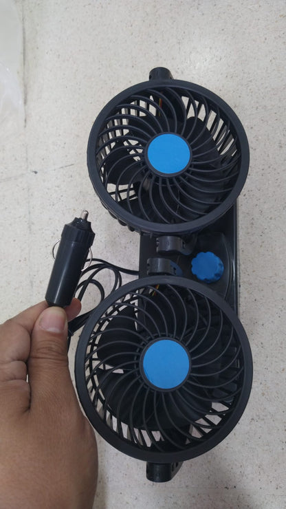 Ventilador Doble 12V para Carro  | Bajo Ruido, 2 Velocidades, Ajustable