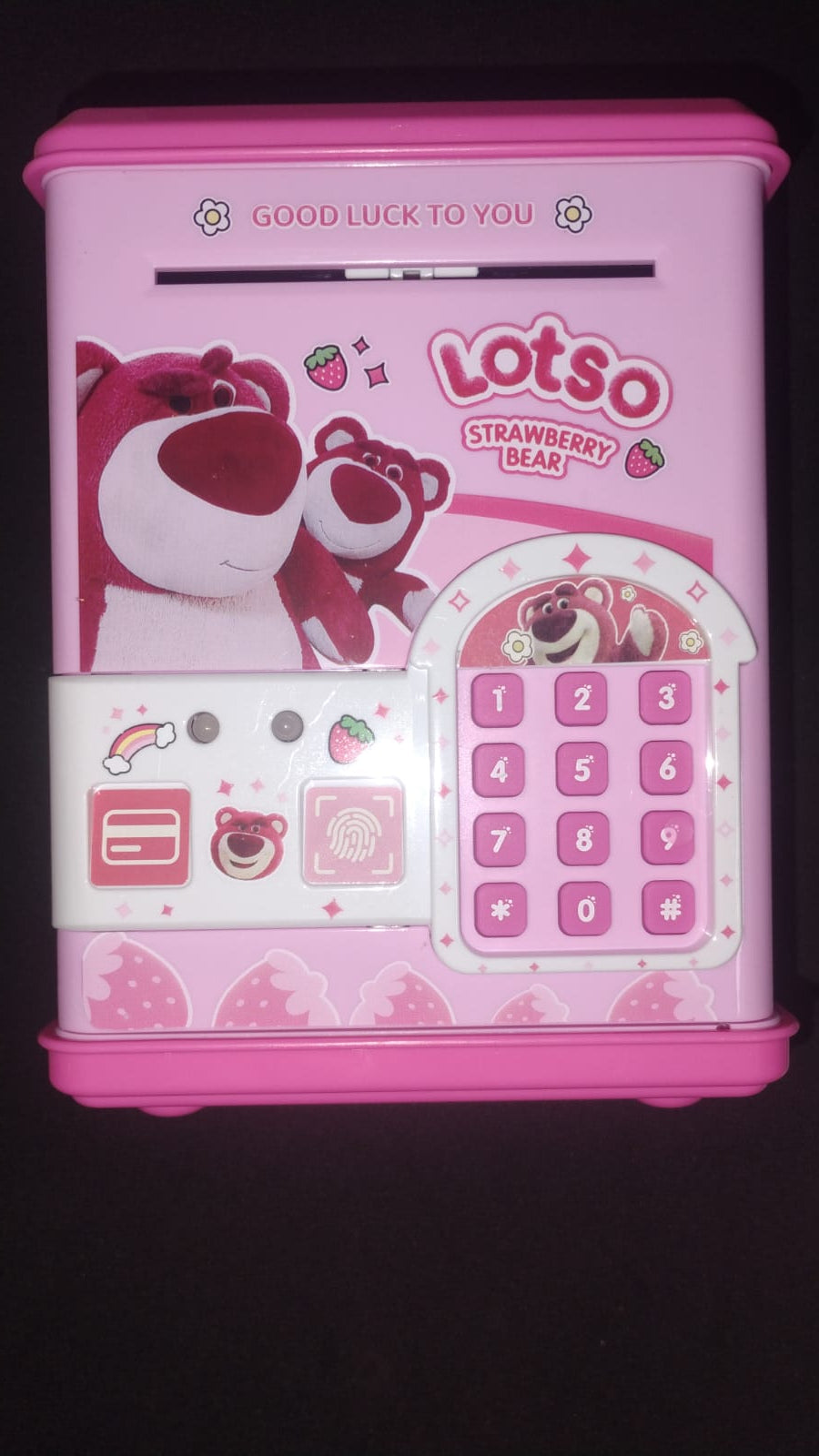 🧸✨ ALCANCÍA ELECTRÓNICA LOTSO – CON HUELLA, CLAVE, TARJETA Y LUCES LED