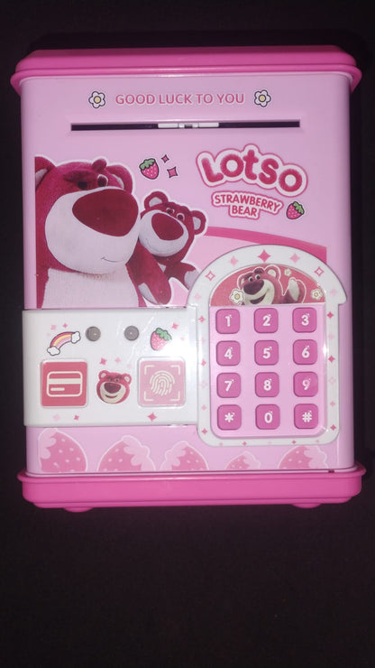 🧸✨ ALCANCÍA ELECTRÓNICA LOTSO – CON HUELLA, CLAVE, TARJETA Y LUCES LED