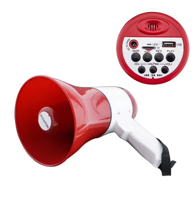 🔊 MEGÁFONO RECARGABLE POTENTE CON BLUETOOTH, USB Y GRABACIÓN